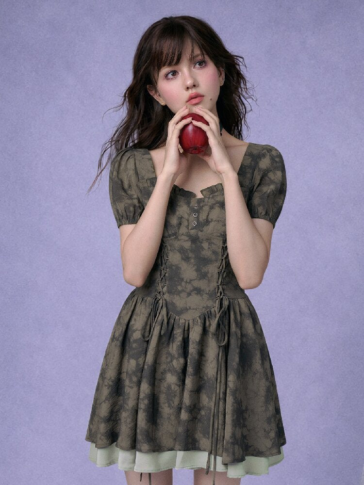 Strap Giant Waist Grip Print Dress【s0000017279】