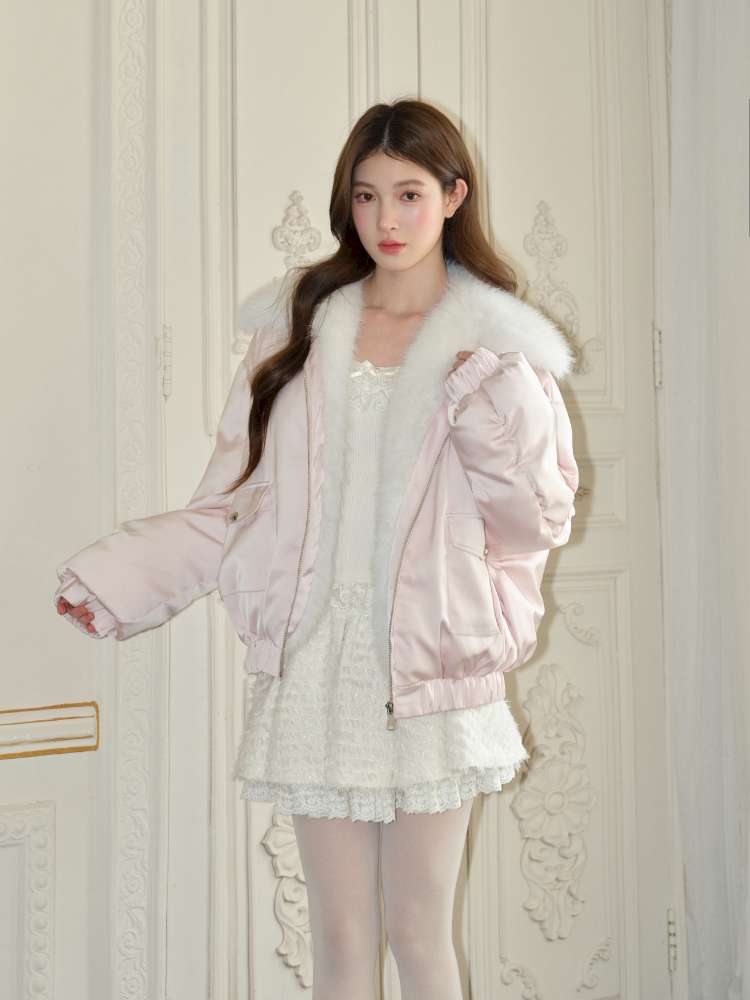 Glossy Satin Fleece Down Jacket【s0000015047】