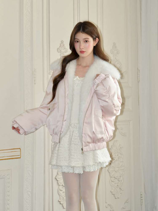 Glossy Satin Fleece Down Jacket【s0000015047】