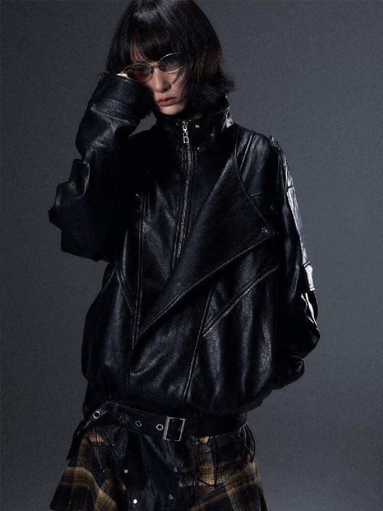 Punk Biker Large Lapel Leather Jacket【s0000018000】