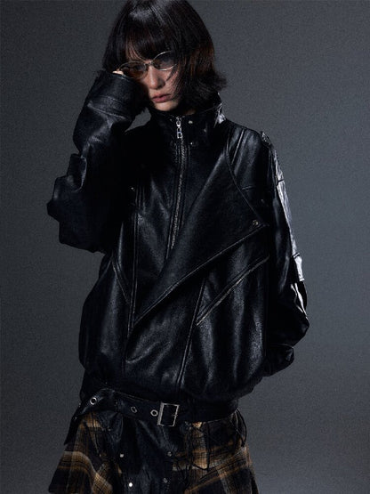 Punk Biker Large Lapel Leather Jacket【s0000018000】