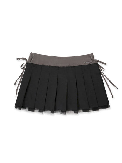 Hem Layered Mesh Pleated Skirt【s0000013431】