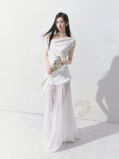 French lace pressed pleated dress【s0000012147】