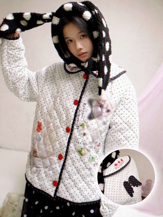 Notebook-Style Printed Cat Cotton Coat【s0000014527】