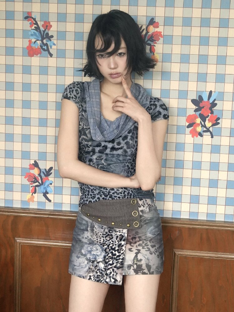 Vintage Leopard Floral Skirt【s0000018089】