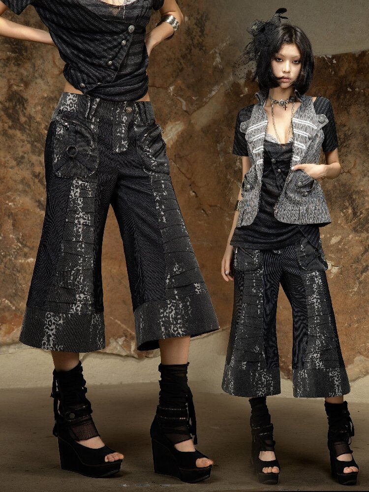 Dark Punk Cropped Bootcut Pants【s0000016887】