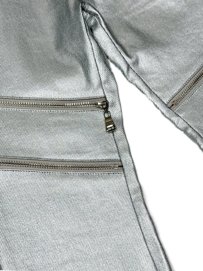 Silver Coated Studded Zip Pants【s0000016946】
