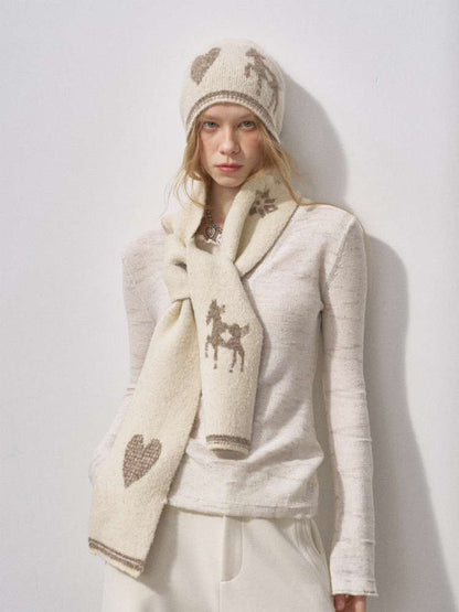 Love Pony Knitted Plush Hat Scarf【s0000015217】