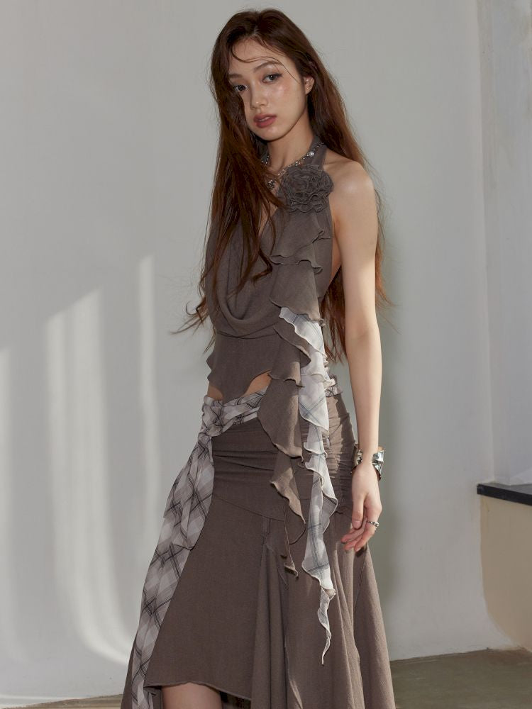 Swing Neck Vest Half Bodycon Skirt【s0000013217】