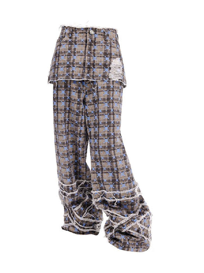 Skull Plaid Pant Skirt [S0000010617]