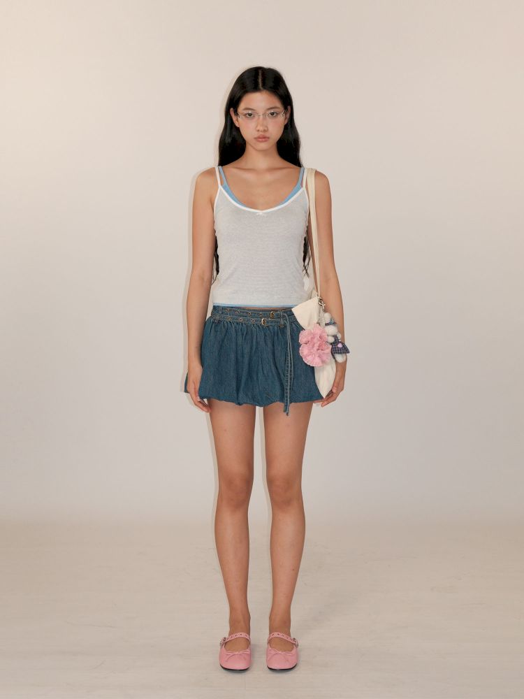 Spray horse bay stripes Slim camisole undershirt【s0000013463】