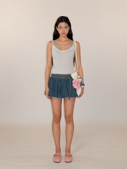 Spray horse bay stripes Slim camisole undershirt【s0000013463】