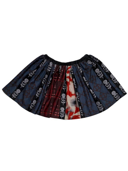 Metallic floral print vintage-inspired skirt【s0000013514】