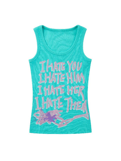 Hate Printed Vest【s0000017291】