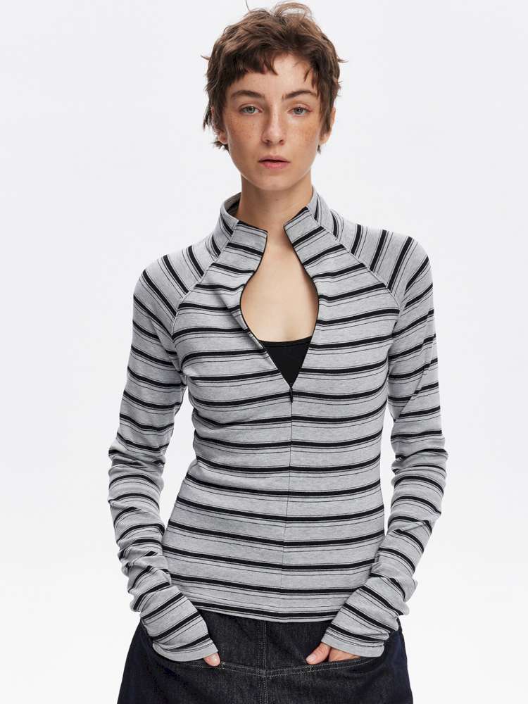 Vintage Striped Slim Knit Top【s0000015059】