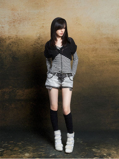 Wings Hot Rhinestone Hooded Short Tunic【s0000011818】