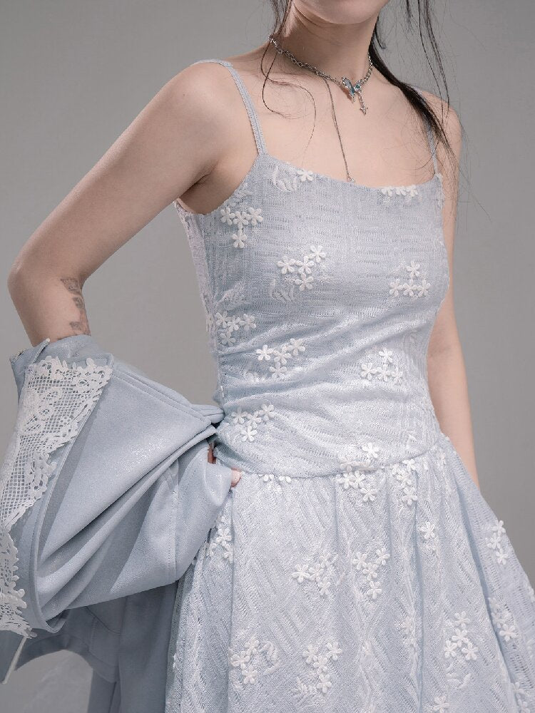 Ice Lake Gauze Embroidered Dress【s0000015744】