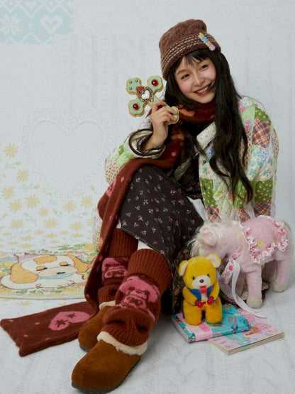 Puppy Floral Cashmere Floor Mat【s0000015042】