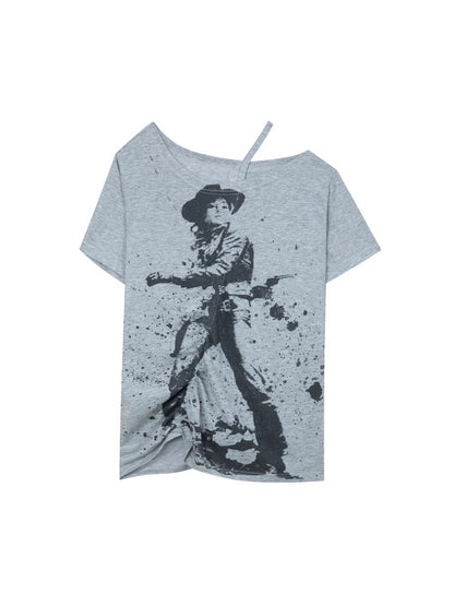 Drawstring Denim Girl Print T-Shirt【s0000012712】