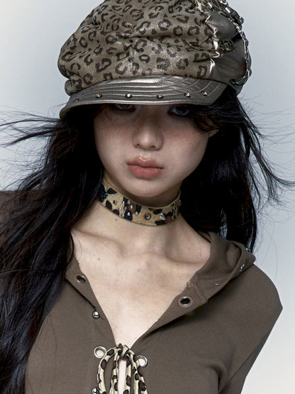 Retro Punk Leopard Hot Drilling Rivets Choker Hundred Collar Bracelet【s0000008997】