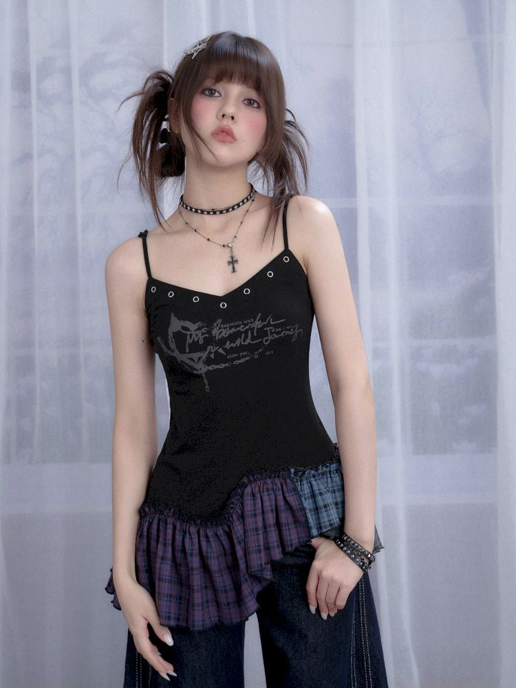 Plaid Irregular Halter Dress【s0000013365】