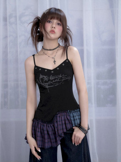 Plaid Irregular Halter Dress【s0000013365】