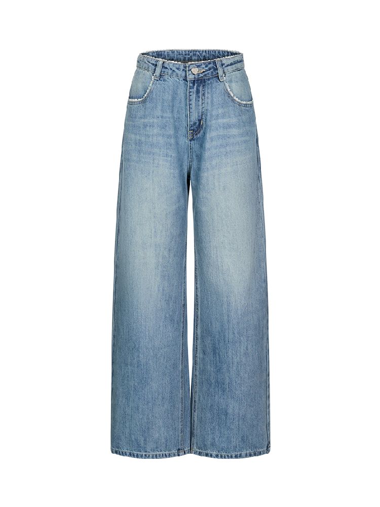 Cubic Bow Light Jeans Lace Pants【s0000011977】