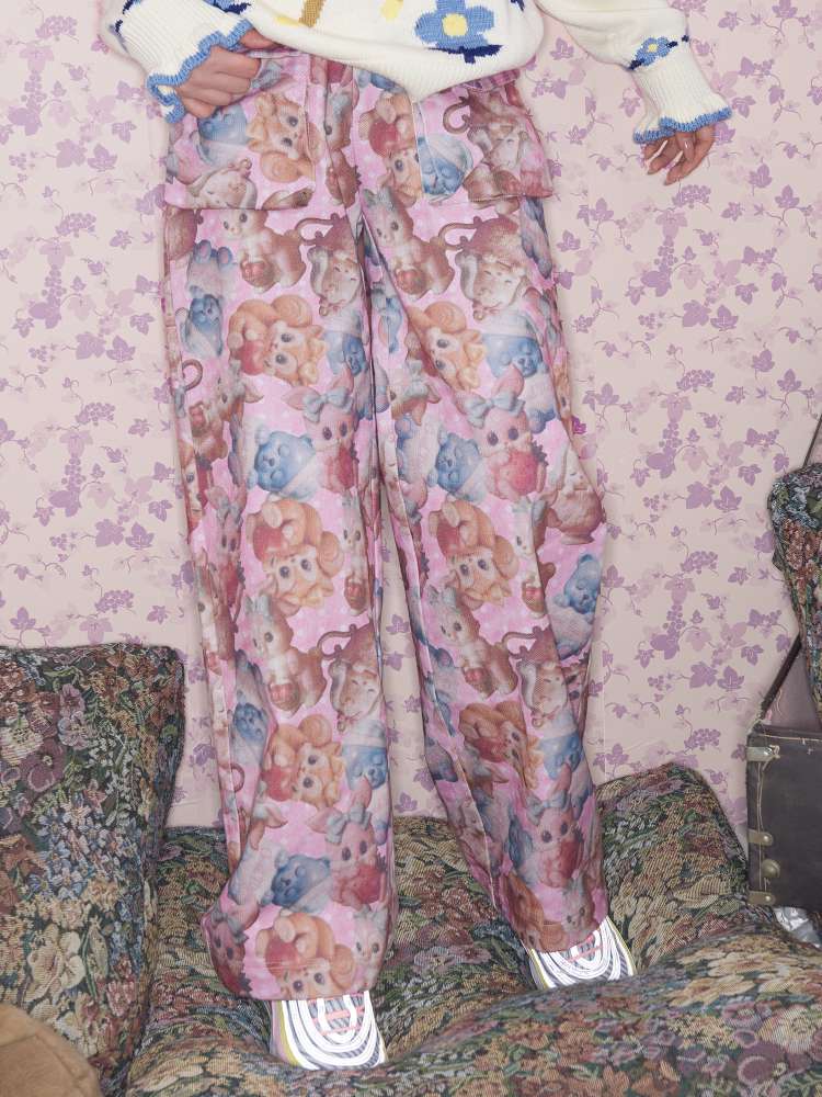 Pink Animal Print High Waist Pants【s0000015031】