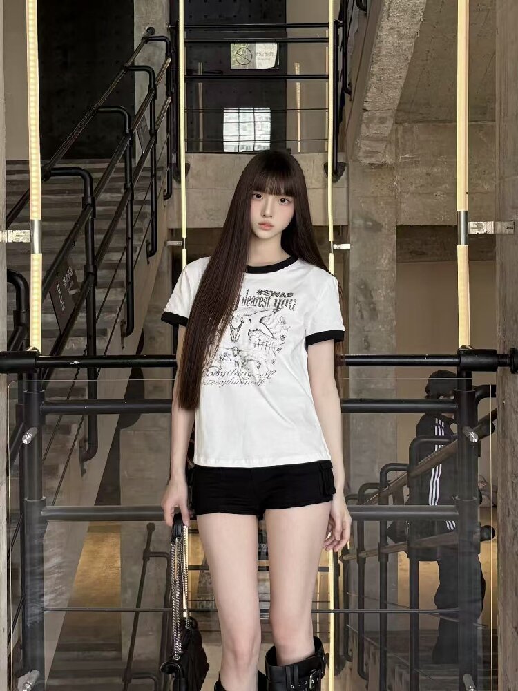 Contrast Patchwork Crew T-Shirt【s0000018214】