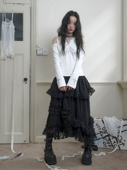 IRREGULAR LONG CAKE UMBRELLA SKIRT [S0000010723]