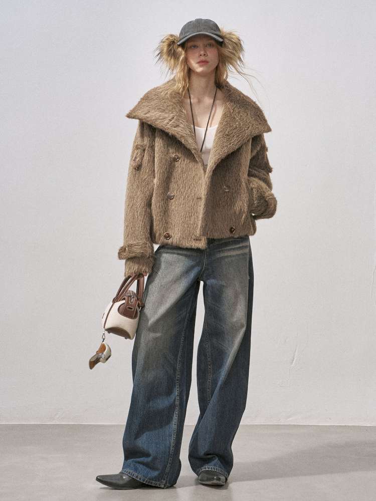 Furry Double Breasted Fur Jacket【s0000015228】