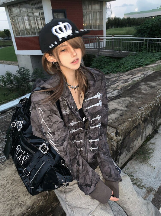 Skull Stitched Napoleon Hooded Jacket【s0000019272】