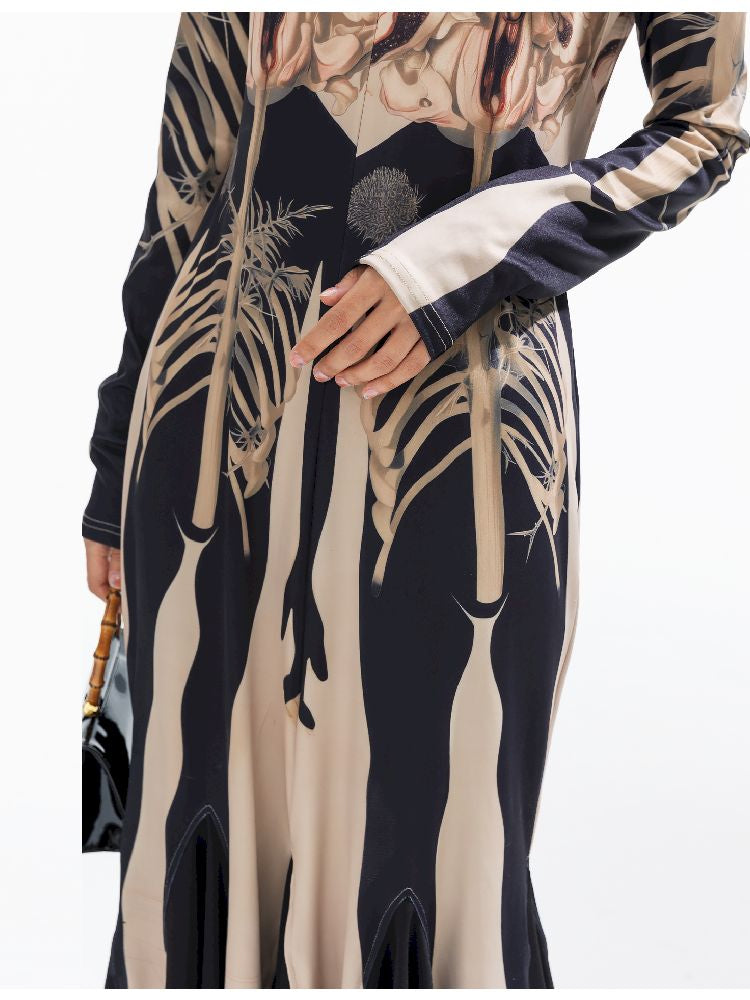 Printed Long Big Hem Dress【s0000011314】