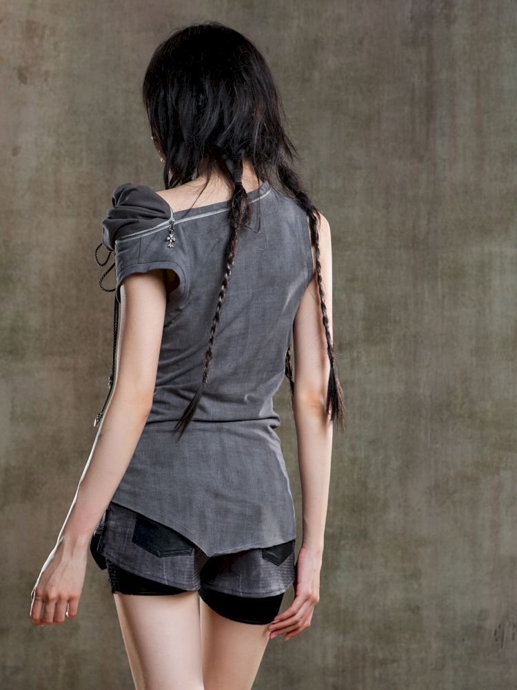 Irregular Pleated Multi-Wear Vest【s0000012658】