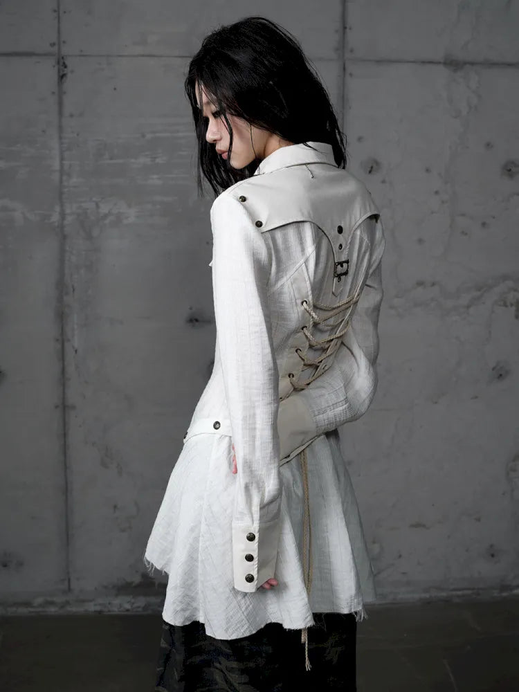 Leather Detachable Long-Sleeved Shirt【s0000014119】