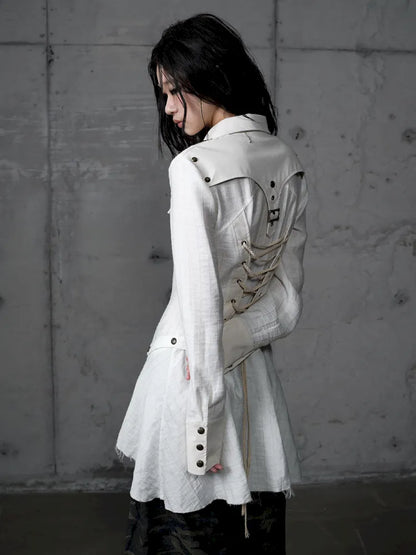 Leather Detachable Long-Sleeved Shirt【s0000014119】