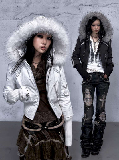 Street Punk Fur Hooded Padded Jacket【s0000014922】