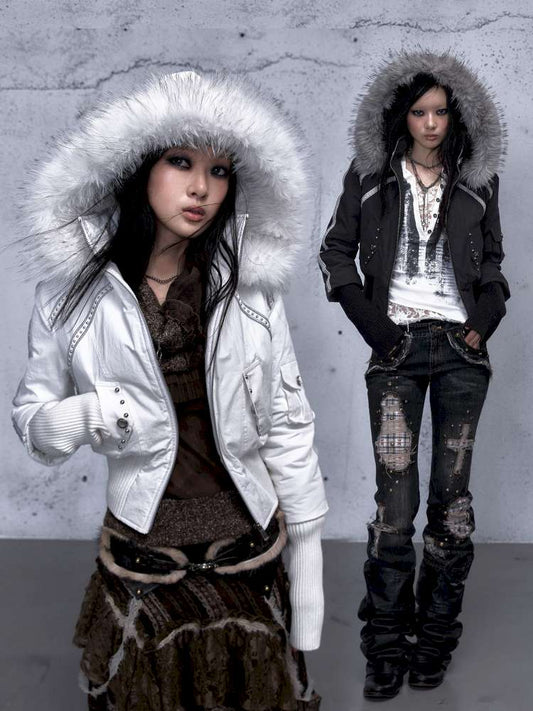 Street Punk Fur Hooded Padded Jacket【s0000014922】