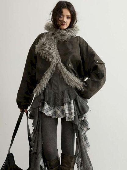Aviator Hooded Fur Short Jacket【s0000015189】