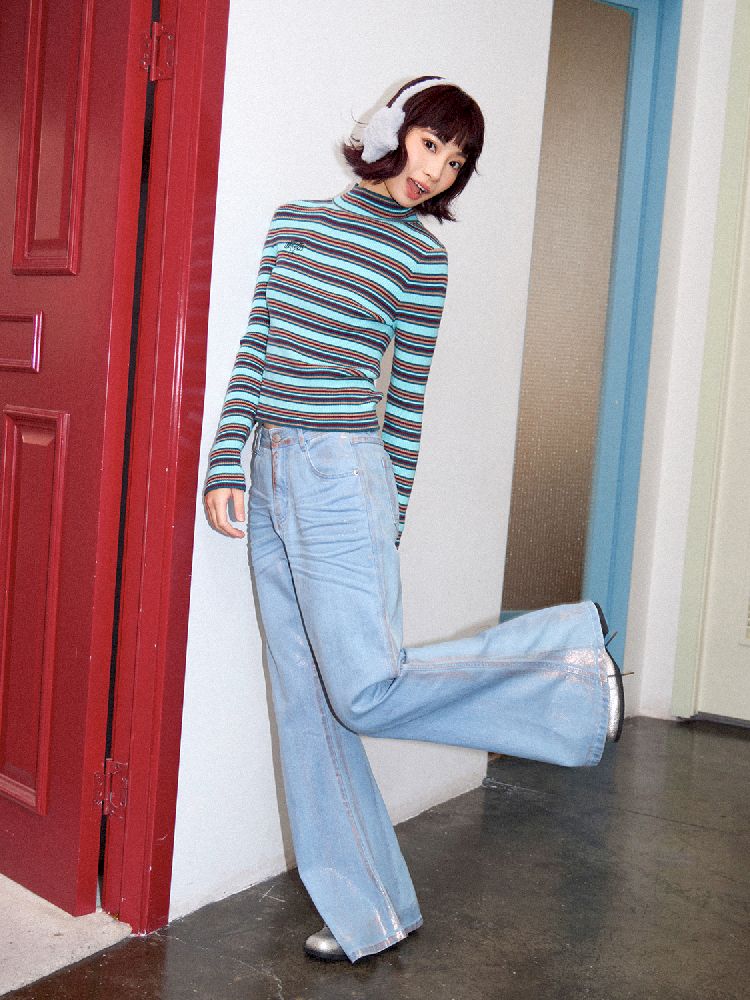 Retro Slim Striped Long Sleeve T-Shirt【s0000011637】