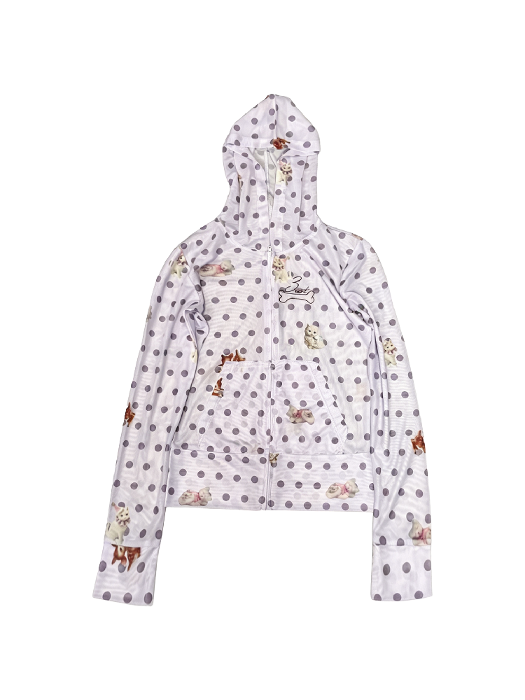 Vintage Polka Dot Thin Zip Hoodie【s0000018304】