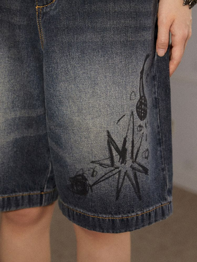 DENIM STRAIGHT CASUAL FIVE-CUARTER PANTS [S0000008836]