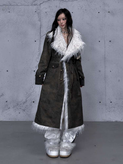 Modern Knight Fur Long Trench Coat【s0000014924】