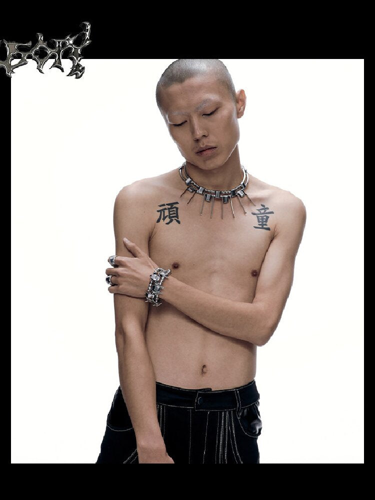 Heavy Craft Punk Style Choker Necklace【s0000018812】