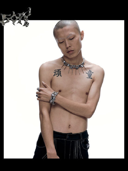 Heavy Craft Punk Style Choker Necklace【s0000018812】