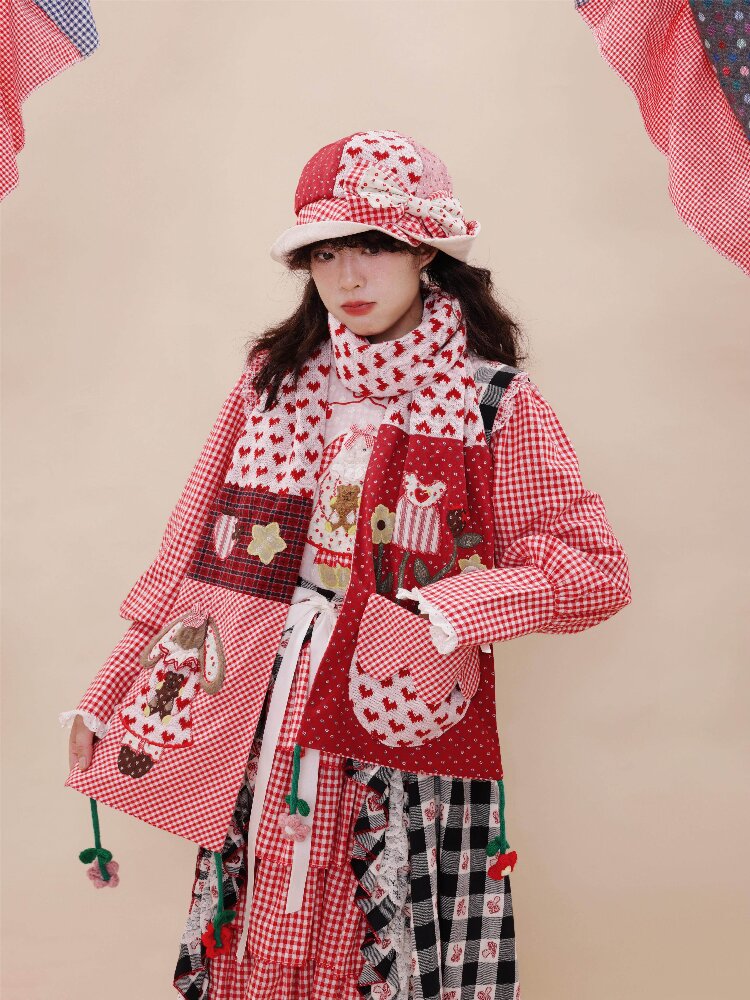 Patchwork Embroidered Rabbit Scarf【s0000019287】