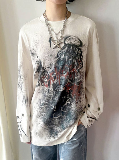 Jellyfish Print Long Sleeve T-shirt【s0000012283】