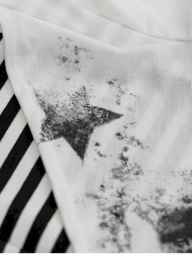 Swing Neck Striped Short Sleeve T-Shirt【s0000012807】