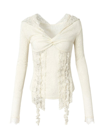 Lace Kink Stretch One Shoulder Top【s0000015933】