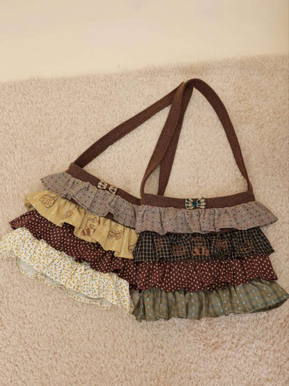 Vintage Plaid Floral Wool Cake Bag【s0000014847】